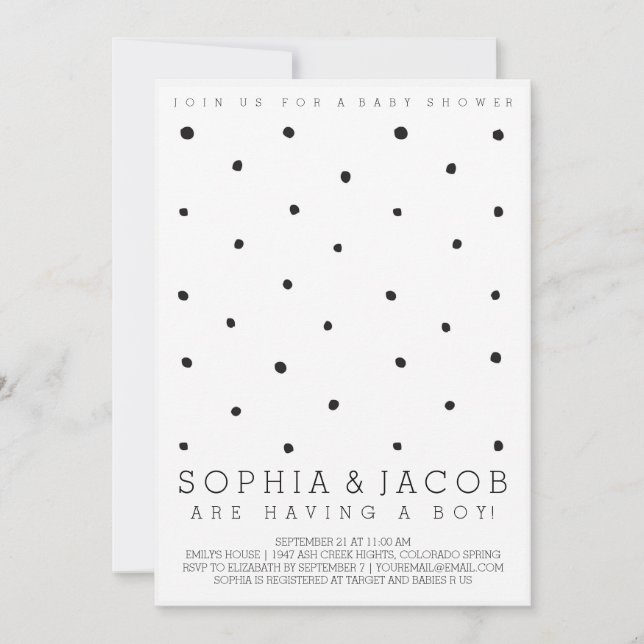 Invitation Baby shower Dots Totty (Devant)