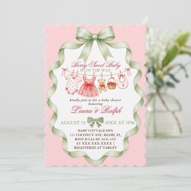 Invitation Baby Shower Douceur de Fruits (Debout devant)