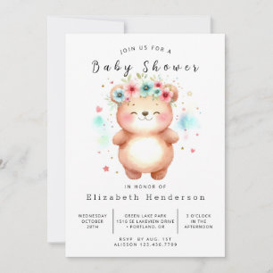 Invitation Baby shower d'ours à imprimer de Bohême