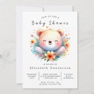 Invitation Baby shower d'ours à imprimer Pastel