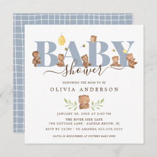 Invitation Baby shower d'ours au miel