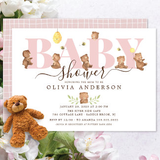 Invitation Baby shower d'ours au miel