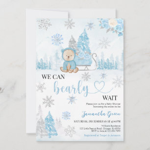 Invitation Baby shower d'ours bleu