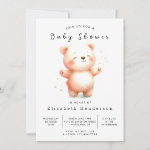 Invitation Baby shower d'ours chic Woodland