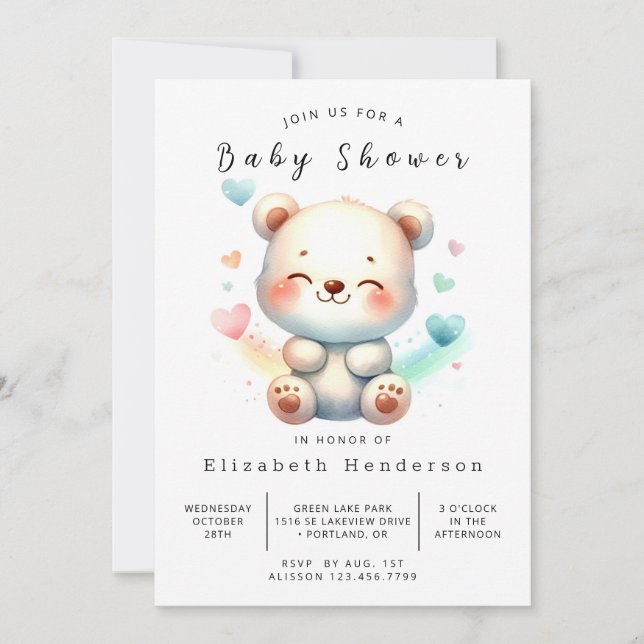 Invitation Baby shower d'ours classique en ligne (Devant)