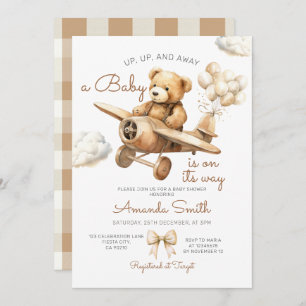 Invitation Baby shower d'ours d'avion vers le haut, vers le h