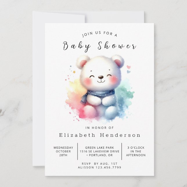 Invitation Baby shower d'ours de bois Whimsical (Devant)