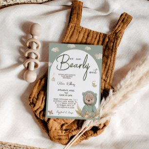 Invitation Baby shower d'ours de saumons verts