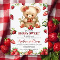 Baby shower d'ours doux aux fraises rouges