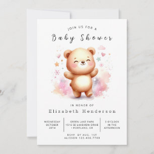 Invitation Baby shower d'ours élégant