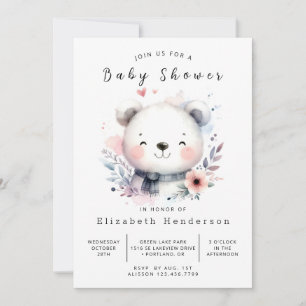 Invitation Baby shower d'ours en ligne chic