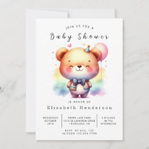 Invitation Baby shower d'ours en ligne enchanté