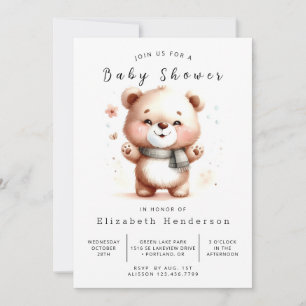 Invitation Baby shower d'ours en ligne rustique