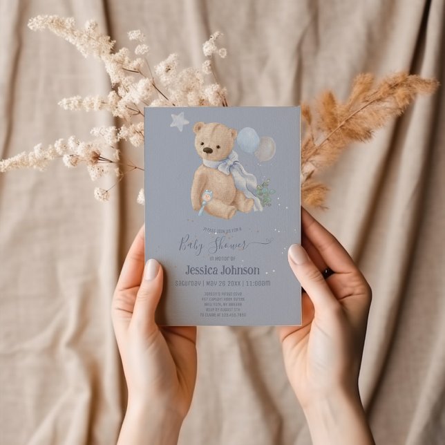 Invitation Baby shower d'ours en peluche Boho (Créateur téléchargé)