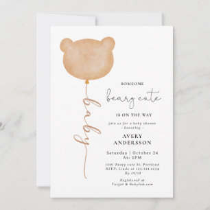 Invitation Baby shower d'ours en peluche Brown neutre pour le