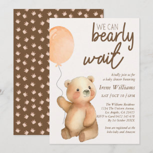 Invitation Baby shower d'ours en peluche d'attente mignon