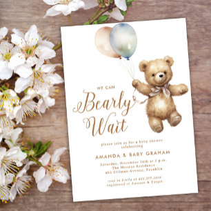 Invitation Baby shower d'ours en peluche d'attente pour un se
