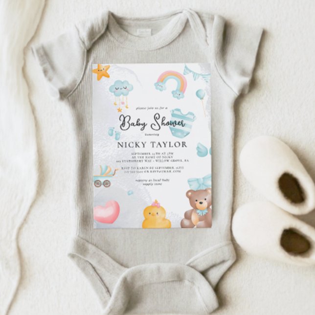 Invitation Baby shower d'ours en peluche mignon (Créateur téléchargé)