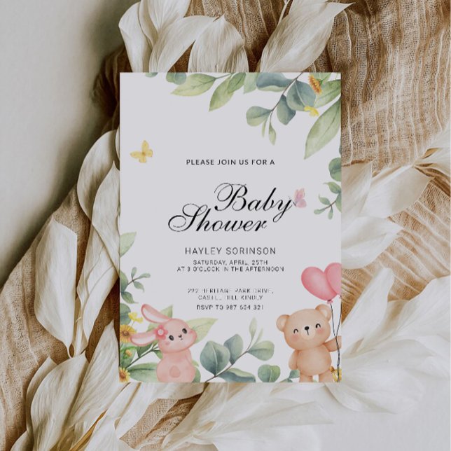 Invitation Baby shower d'ours en peluche mignon (Cute Teddy Bear Baby Shower Invitation)