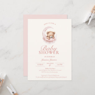 Invitation Baby shower d'ours en peluche rose