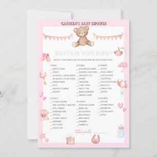 Invitation Baby shower d'ours en peluche rose - Nom modifiabl