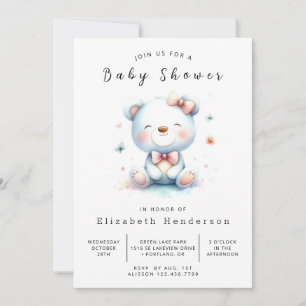 Invitation Baby shower d'ours imprimable enchanté