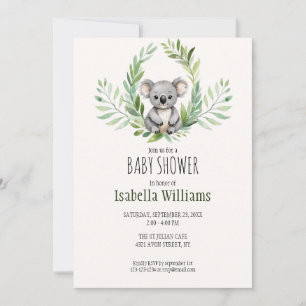 Invitation Baby shower d'ours Koala minimal mou