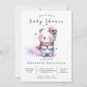 Invitation Baby shower d'ours moderne enchanté