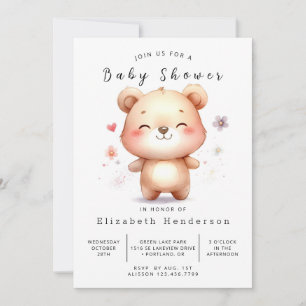 Invitation Baby shower d'ours modifiable Whimsical