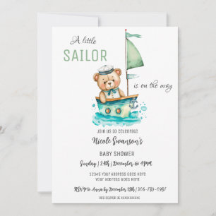 Invitation Baby shower d'ours Nautique Petit marin