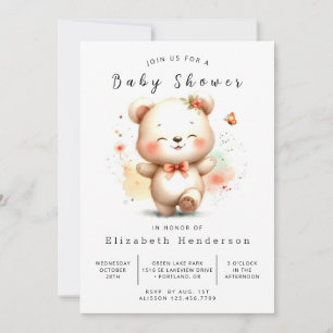Invitation Baby shower d'ours numérique amusant