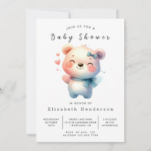 Invitation Baby shower d'ours numérique classique