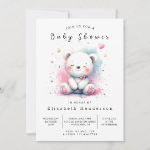 Invitation Baby shower d'ours numérique de Bohême