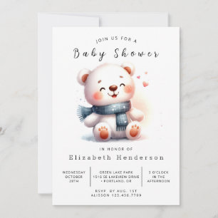 Invitation Baby shower d'ours numérique neutre pour les femme