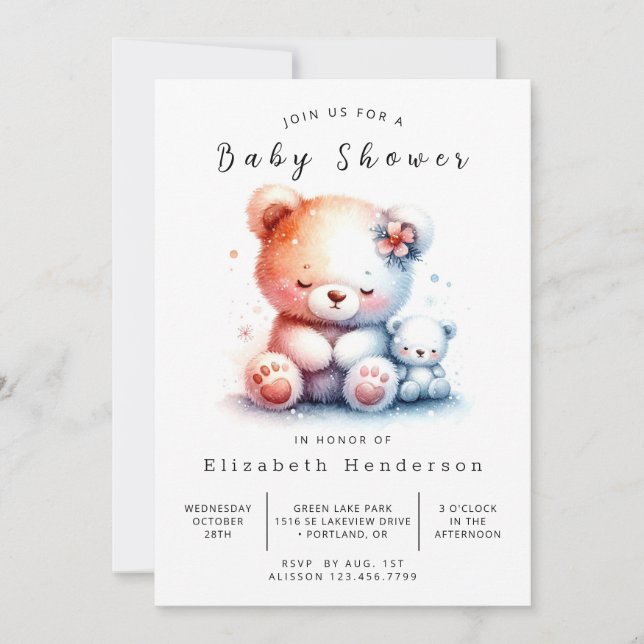 Invitation Baby shower d'ours numérique Whimsical (Devant)