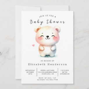 Invitation Baby shower d'ours Pastel Enchanted