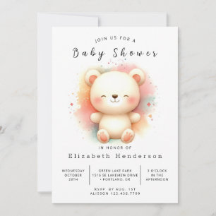 Invitation Baby shower d'ours personnalisé pour bébé
