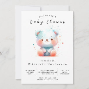 Invitation Baby shower d'ours personnalisé rustique