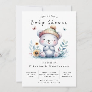 Invitation Baby shower d'ours personnalisé simple