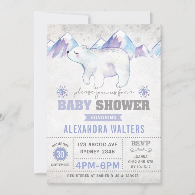 Invitation Baby shower d'ours polaire d'hiver Floc (Devant)