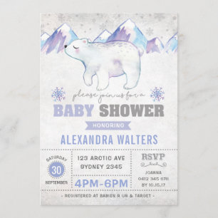 Invitation Baby shower d'ours polaire d'hiver Floc