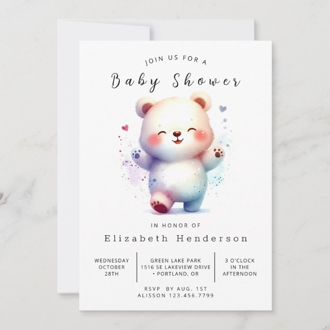 Invitation Baby shower d'ours pour bébés rustique (Devant)
