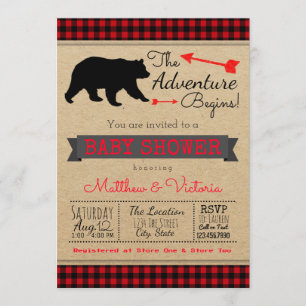 Invitation Baby shower d'ours pour les bisons de bison de bûc