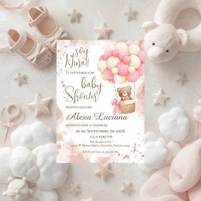Invitation baby shower d'ours rose (Créateur téléchargé)