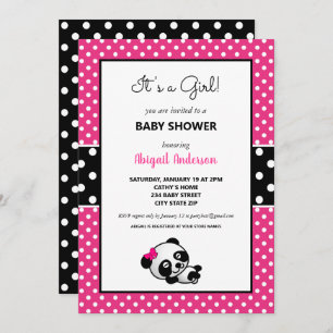 Invitation Baby shower d'ours rose et noir
