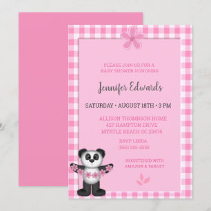 Invitation Baby shower d'ours rose pâle