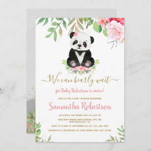 Invitation Baby shower d'ours rose pâle que nous pouvons atte