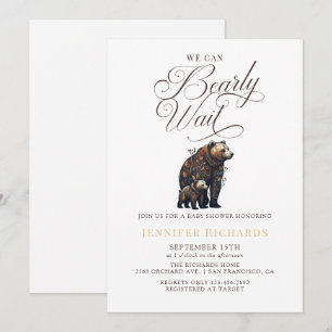 Invitation Baby shower d'ours rustique