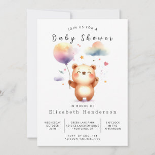 Invitation Baby shower d'ours rustique neutre pour les hommes