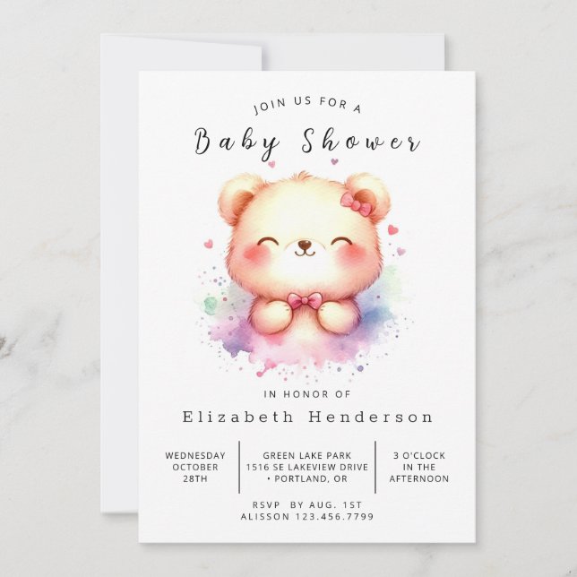 Invitation Baby shower d'ours Whimsical moderne (Devant)